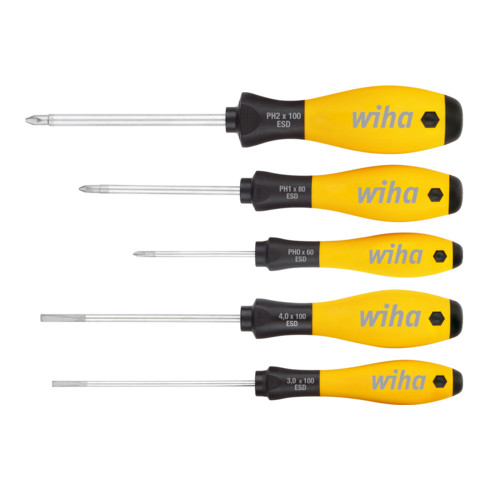 Wiha Set di cacciaviti SoftFinish® ESD, Phillips 5pz.