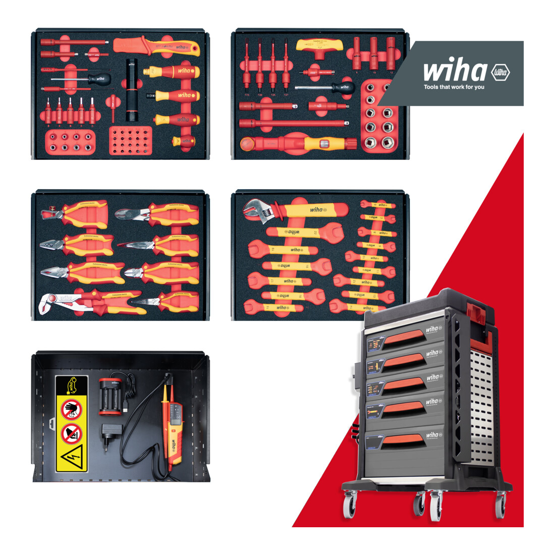 Wiha Set di carrelli da officina eMobility, 102 pz.