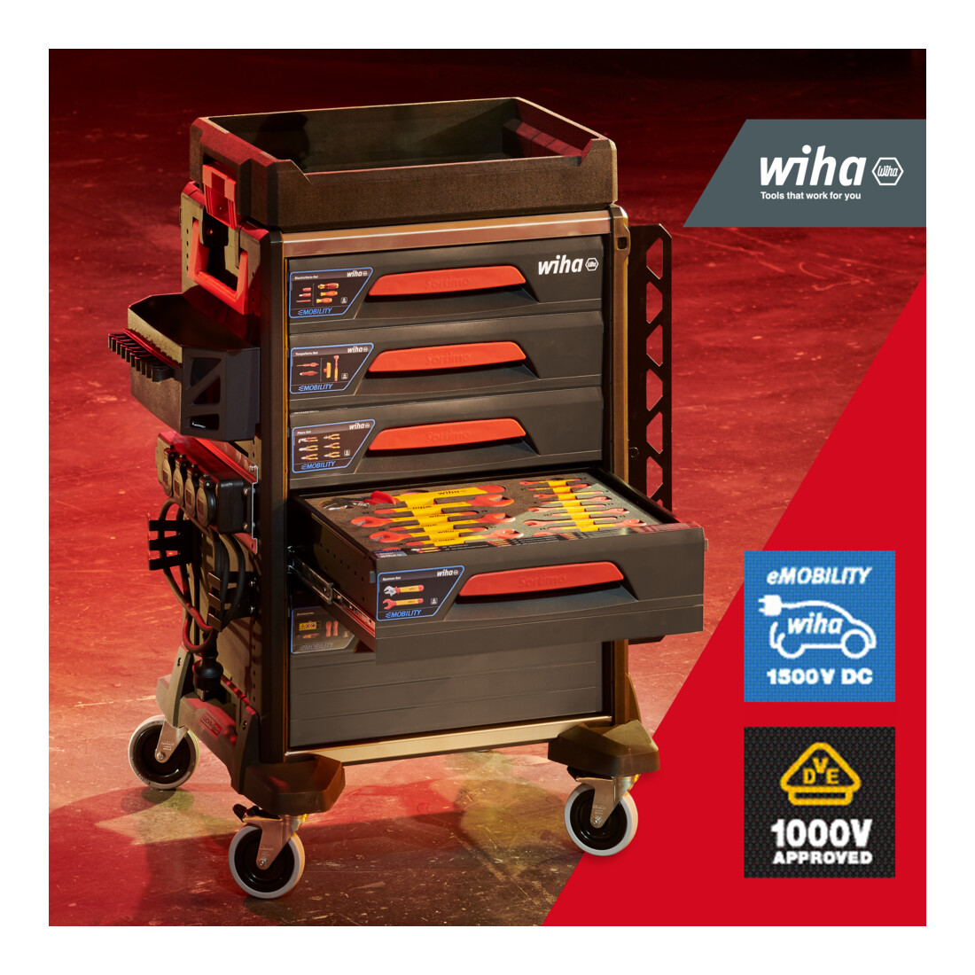 Wiha Set di carrelli da officina eMobility, 102 pz.
