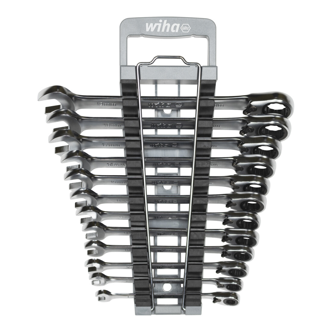 Wiha Set di chiavi a cricchetto e chiavi fisse a forchetta 13pz. reversibili incl. supporto (44661)