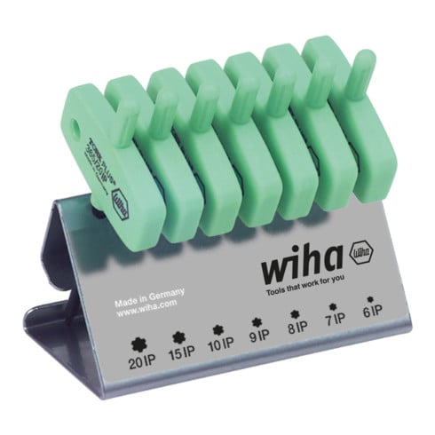Wiha Set di chiavi maschio con impugnatura a chiave TX PLUS® 7pz. in ossido nero con supporto per banco da lavoro