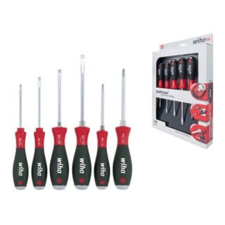 Wiha Set di giraviti SoftFinish® a intaglio, Pozidriv 6pz. con lama esagonale passante e cappuccio in acciaio massiccio