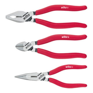 Wiha Set di pinze Combinazione classica, pinze piatte e rotonde, tronchesi laterali 3pz.