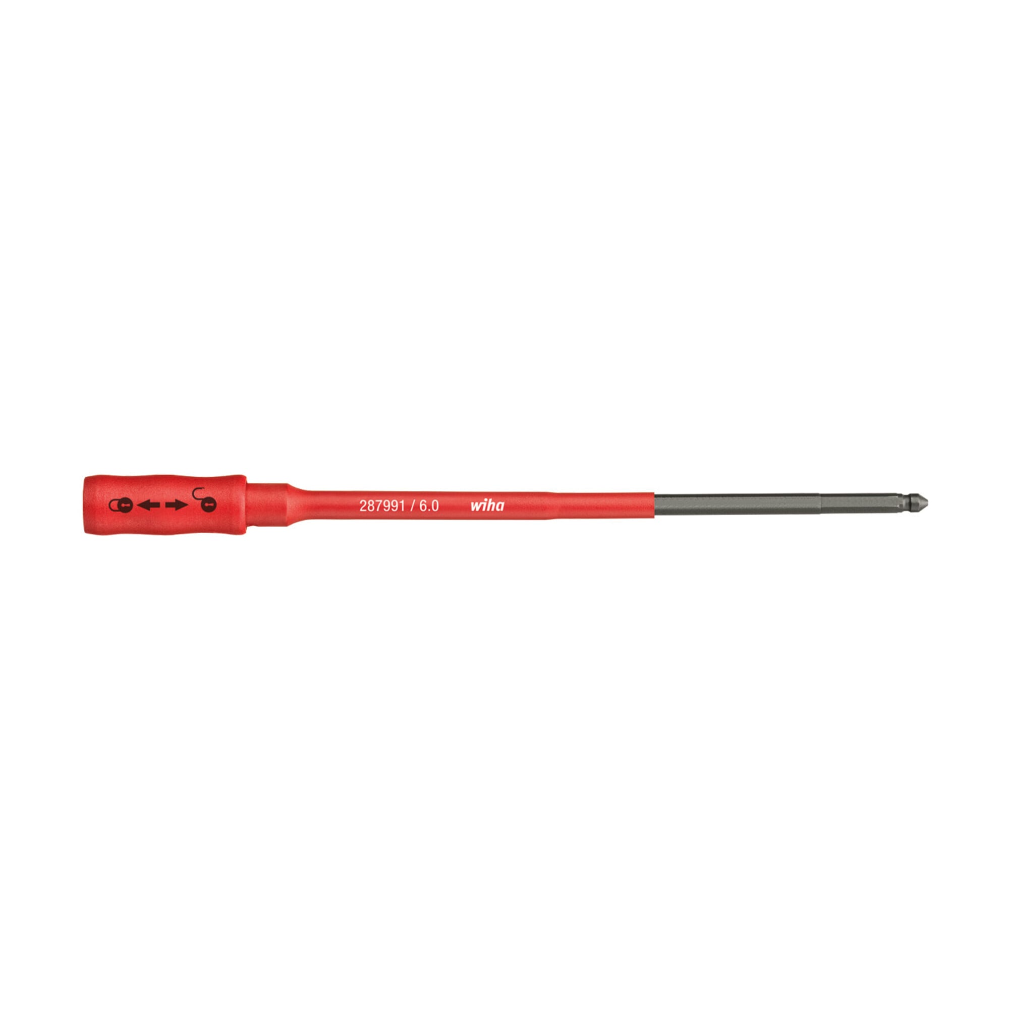 Wiha slimBit Halter electric, mechanisch verriegelbar für VDE Drehmoment-Schraubendreher mit Längsgriff 6 mm, 170 mm