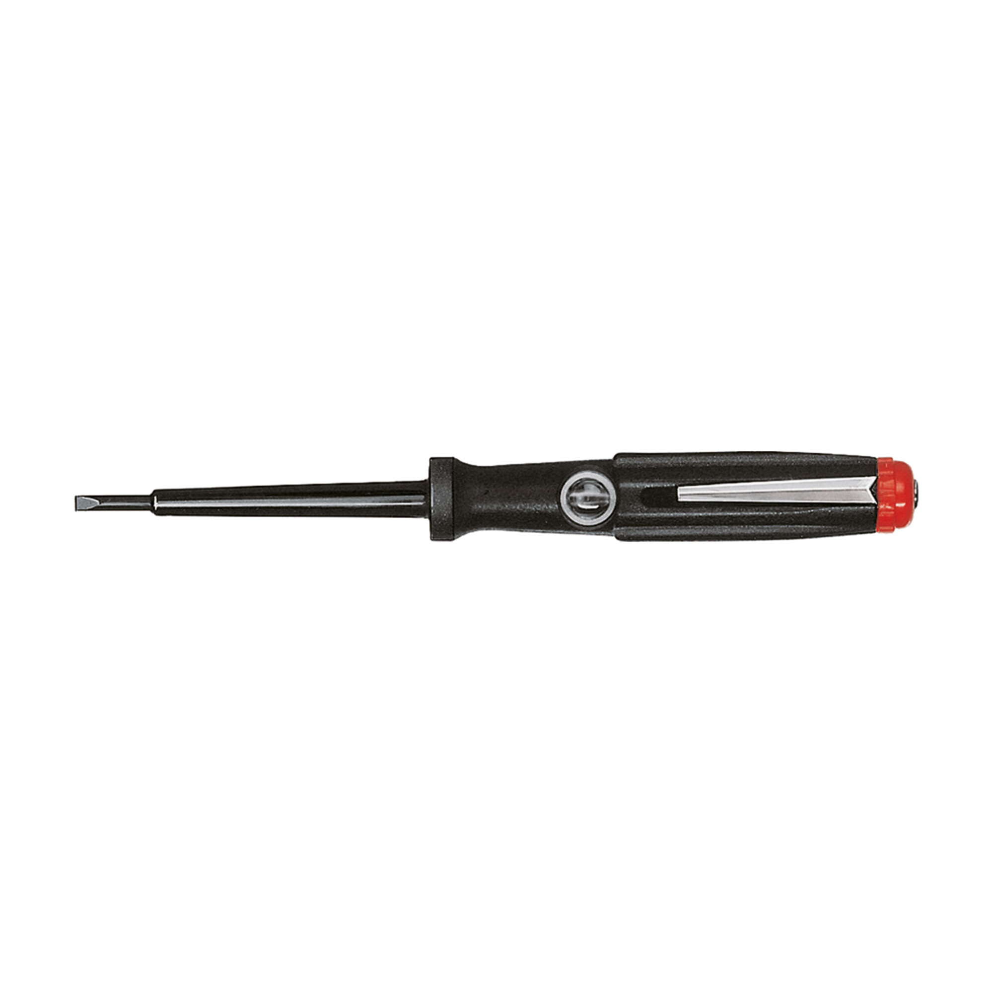 Wiha Spannungsprüfer 150-250 Volt Schlitz schwarz, mit Ansteckclip in Blister 3,0 mm x 60 mm