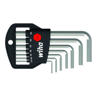 Wiha Stiftschlüssel Set im Classic Halter Sechskant 7-tlg. Glanzvernickelt, Länge Stiftschlüssel 46, 51, 57, 64, 72, 83, 94