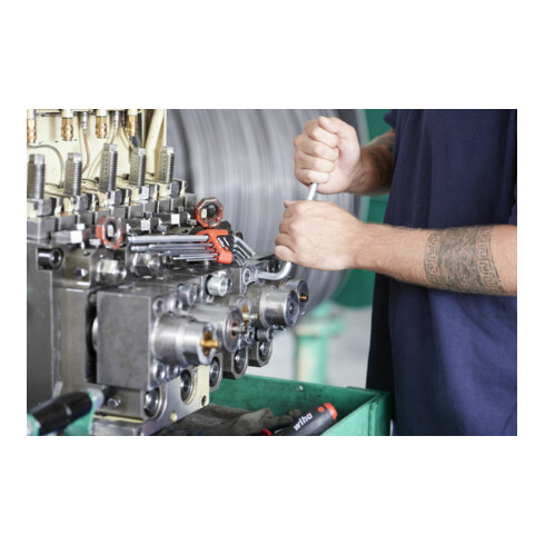 Wiha Stiftschlüssel Set im ErgoStar Halter (43851), Winkelschlüssel Sechskant-Kugelkopf MagicRing®,  Innensechskantschlüssel  9-tlg. mattverchromt