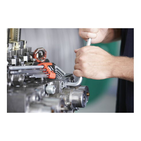 Wiha Stiftschlüssel Set im ErgoStar Halter (43851), Winkelschlüssel Sechskant-Kugelkopf MagicRing®,  Innensechskantschlüssel  9-tlg. mattverchromt