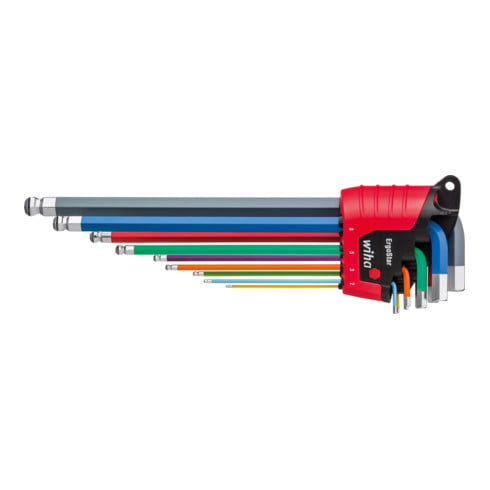 Wiha Stiftschlüssel Set im ErgoStar Halter Sechskant-Kugelkopf MagicRing® 9-tlg. farbig leuchtend