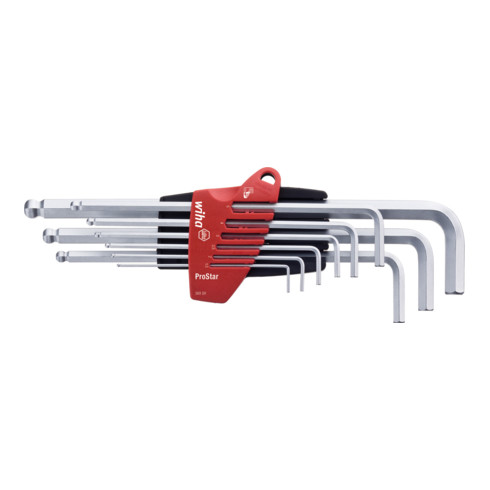 Wiha Stiftschlüssel Set mit ProStar Halter (07192) 9tlg. | Innensechskant Satz mit Kugelkopf | Innensechskantschlüssel 1,5/ 2/ 2,5/ 3/ 4/ 5/ 6/ 8/ 10