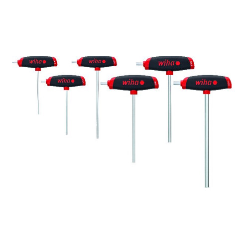 Wiha Stiftschlüssel Set mit Quergriff 6-tlg. I ComfortGrip Sechskant mit Seitenabtrieb I Satz 2,5 - 8,0 mm I Stiftschlüsselsatz mit T-Griff (45620)