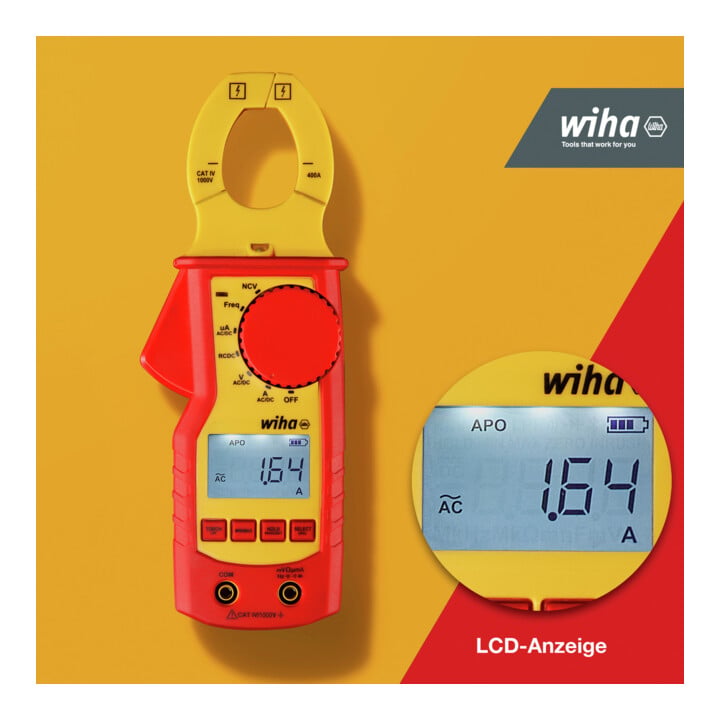 Wiha Strommesszange bis 1.000 V AC, CAT IV inkl. 2x AAA-Batterieninkl. 2x AAA-Batterien