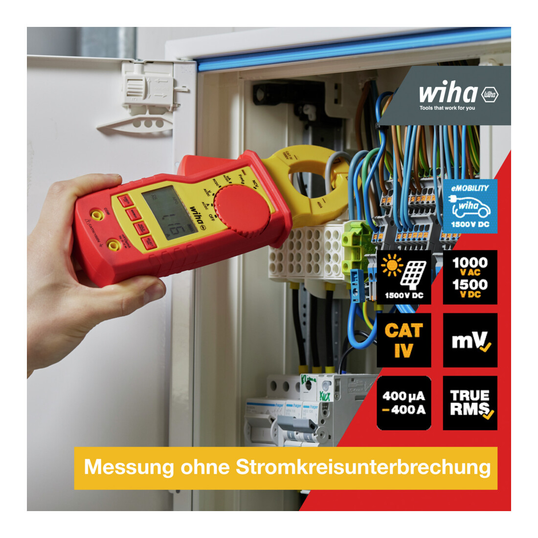 Wiha Strommesszange bis 1.000 V AC, CAT IV inkl. 2x AAA-Batterieninkl. 2x AAA-Batterien