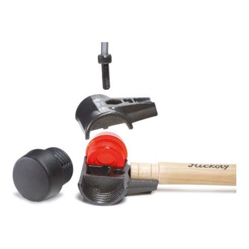 Wiha terugslagvrije hamer met zacht slagvlak, zeer hard, met hickory handvat, ronde slagkop 60 mm