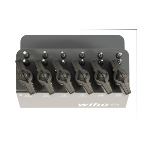 Wiha Tournevis dynamométrique avec poignée à clé Set easyTorque Key TX, TXPlus® 19 pièces limiteur de couple préréglé sur support d’établi (47197)