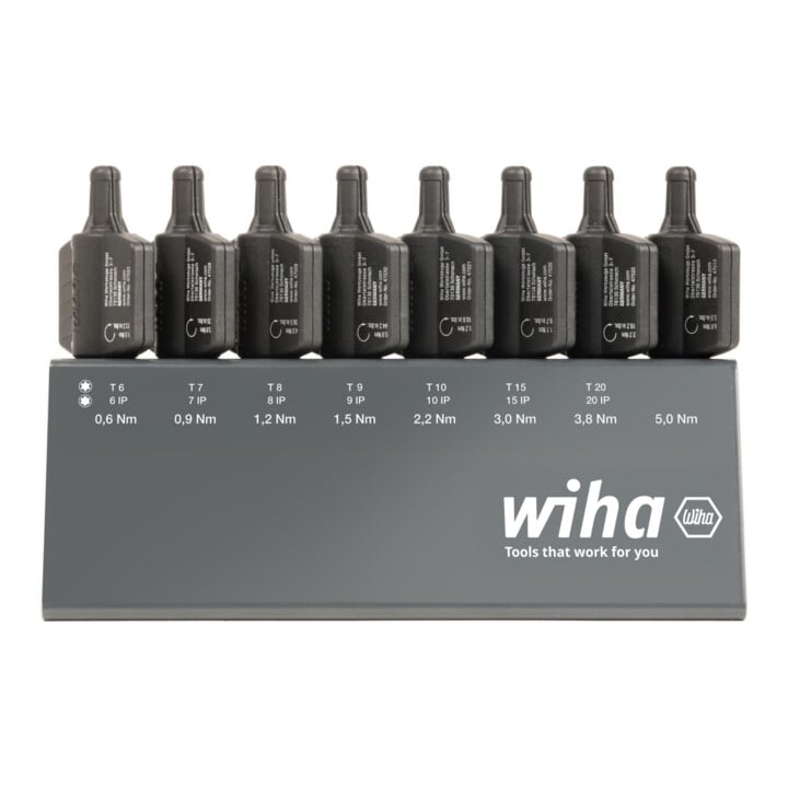 Wiha Tournevis dynamométrique avec poignée clé Set easyTorque Key TX, TXPlus® 23 pièces limiteur de couple préréglé sur support d’établi (47198)