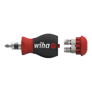 Wiha Tournevis Stubby avec magasin de bits, 7 doubles bits 1/4 pouce, mixte