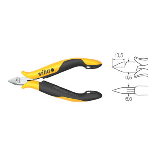 Wiha Tronchese laterale Professional ESD stretta, testa appuntita con smusso 115mm