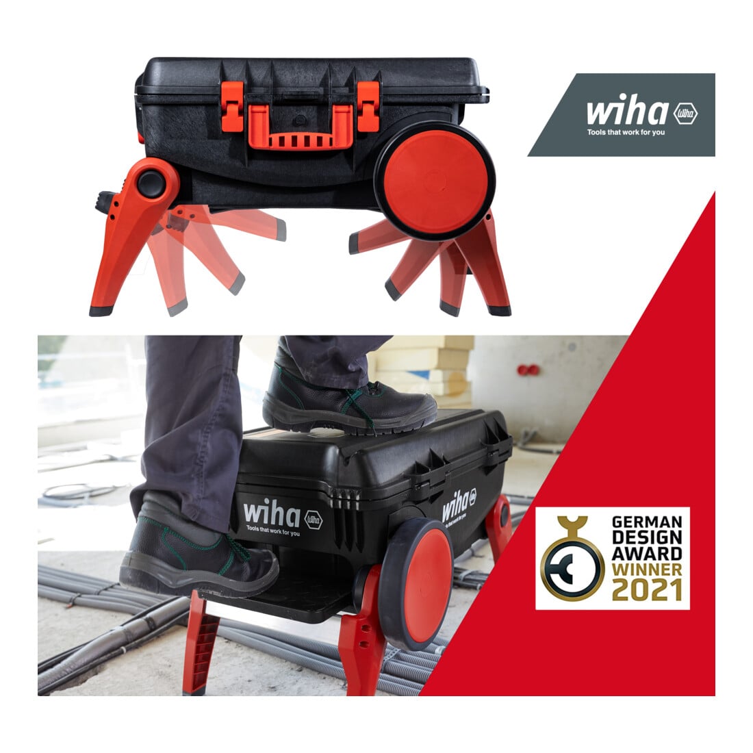 Wiha Werkzeugkoffer Set XXL 4 electric I 80-tlg. I Elektriker Werkzeugkoffer mit Rollen I Werkzeugkasten mit umfangreichem Sortiment (45734)