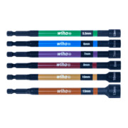 Wiha Wiha Steckschlüssel Set magnetisch 6-tlg. I Farbcodiert I 5,5 - 13 mm I 150 mm extra lang I bis 79 Nm, 1/4 I Steckschlüsselsatz für Akkuschrauber I Magnete Sechskant Stecknuss I Schlagschrauber Nüsse (47035)