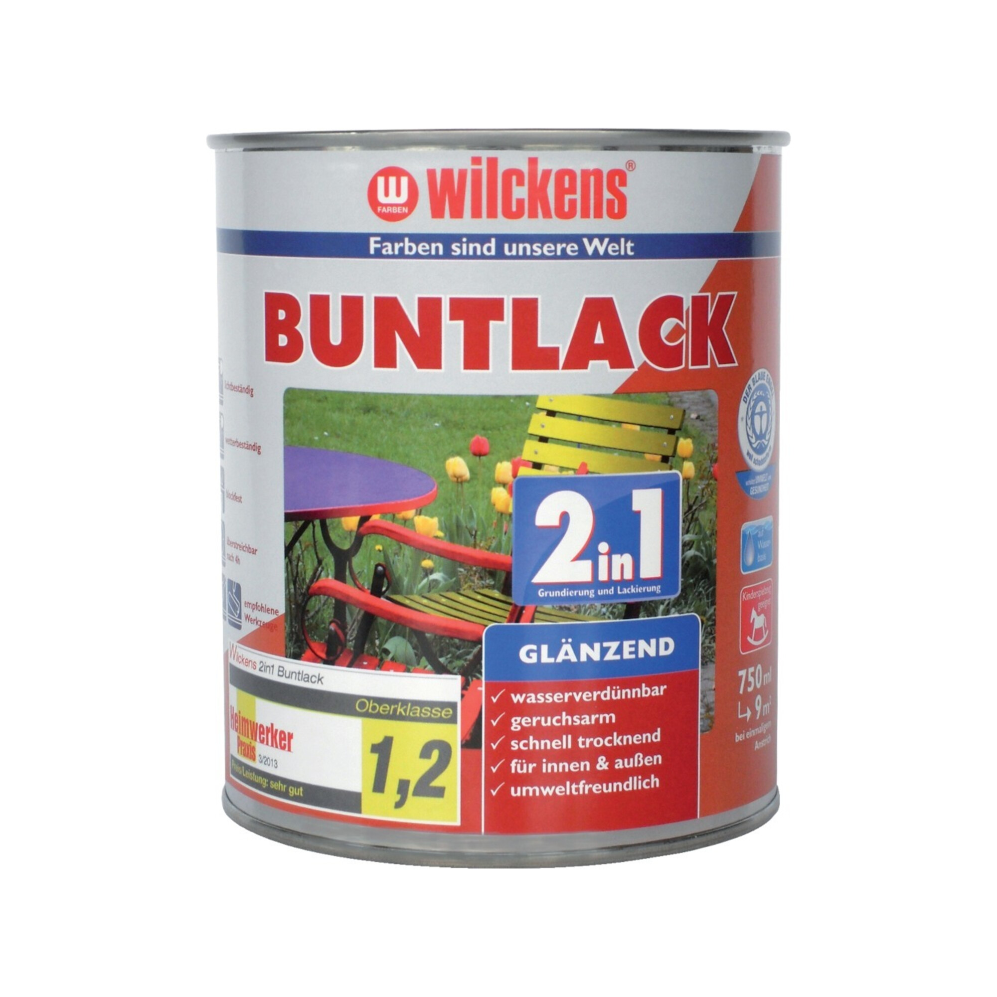 wilckens Buntlack 2in1, 750 ml glänz., reinweiß RAL9010