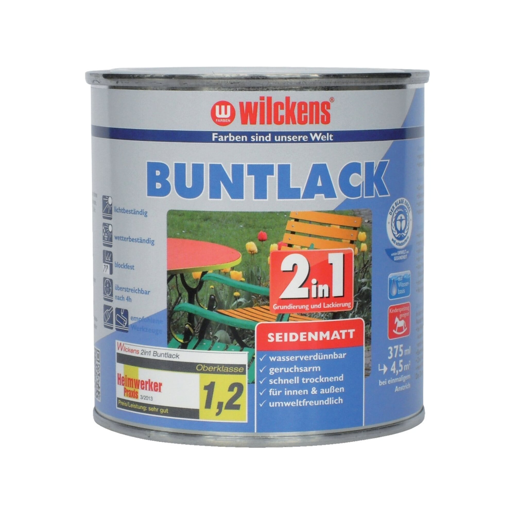 wilckens Buntlack 2in1, 750 ml seidenma,tiefswz. RAL9005