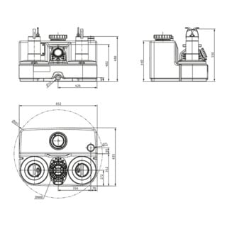 Wilo Abwasserhebeanlage DrainLift SANI-L. 12/T540/1-CEE, S3 - 10 %, 400 V, 50 Hz