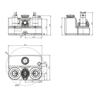 Wilo Abwasserhebeanlage DrainLift SANI-L. 16/T540/1-CEE, S3 - 10 %, 400 V, 50 Hz