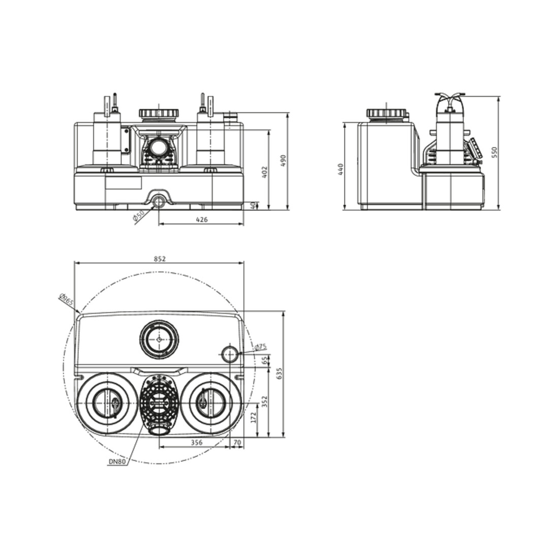 Wilo Abwasserhebeanlage DrainLift SANI-L. 16/T540/1-CEE, S3 - 10 %, 400 V, 50 Hz
