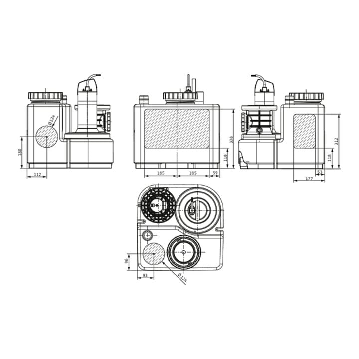 Wilo Abwasserhebeanlage DrainLift SANI-S. 11/ /540/3C-CEE, CEE 16A, 3P+N+PE 6h, 400V
