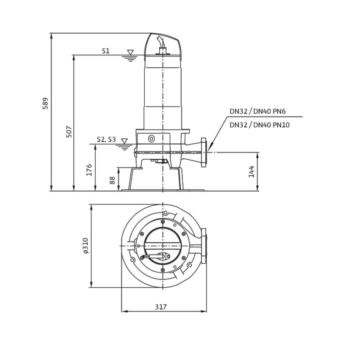 Wilo Abwassertauchmotorpumpe Rexa FIT -S03- 123A/21M015-523/A, 1,5 kW, 230 V, m Schn