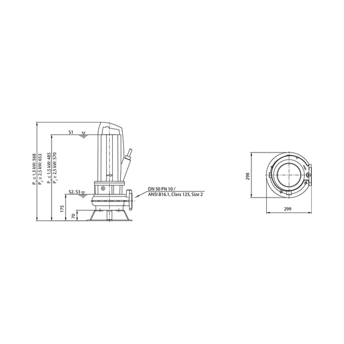 Wilo Abwassertauchmotorpumpe Rexa PRO-C05- 322A/21M011X523/O, 1,1 kW, 230 V, DN50