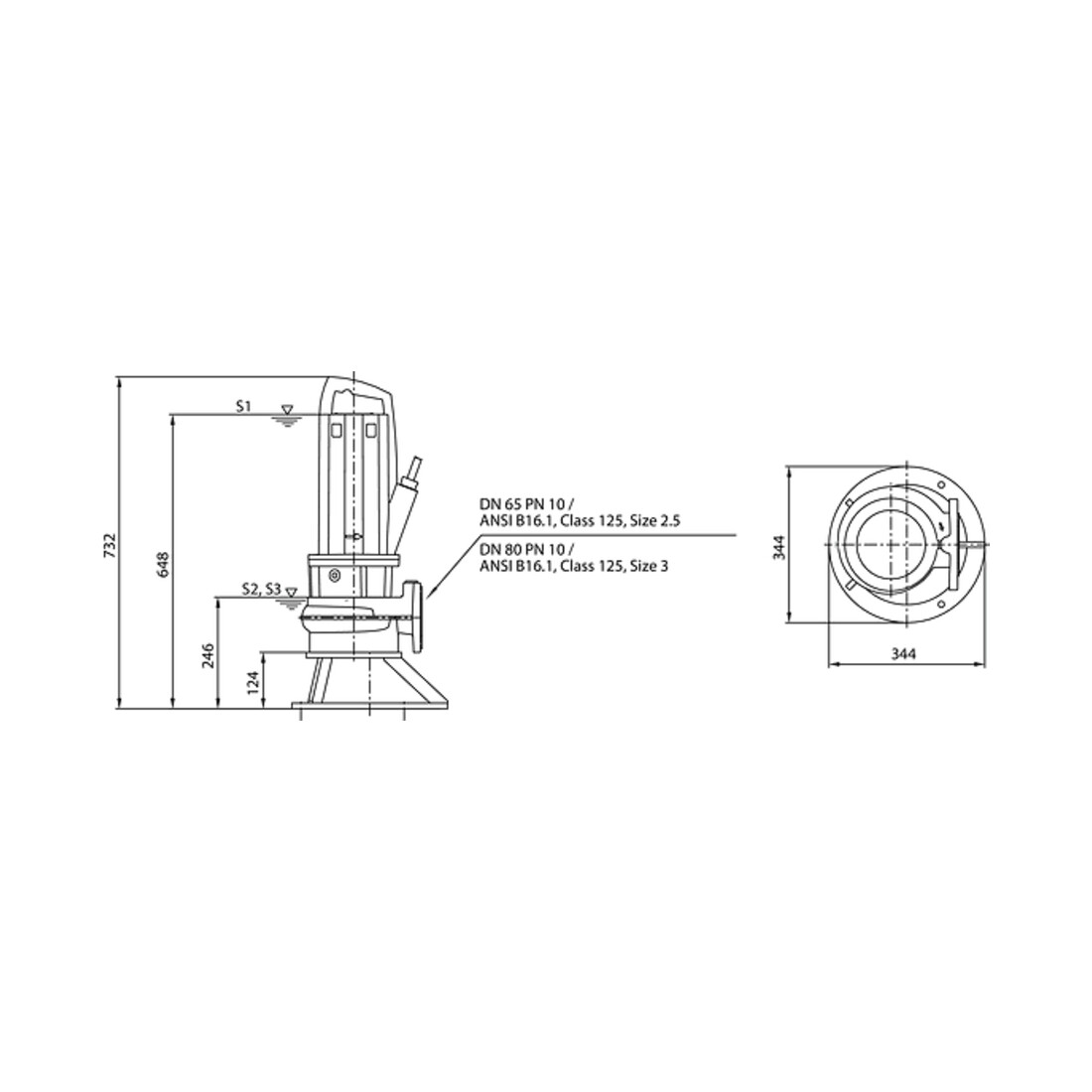 Wilo Abwassertauchmotorpumpe Rexa PRO-C06- 348A/21T039X540/O, 3,9 kW, DN65/80