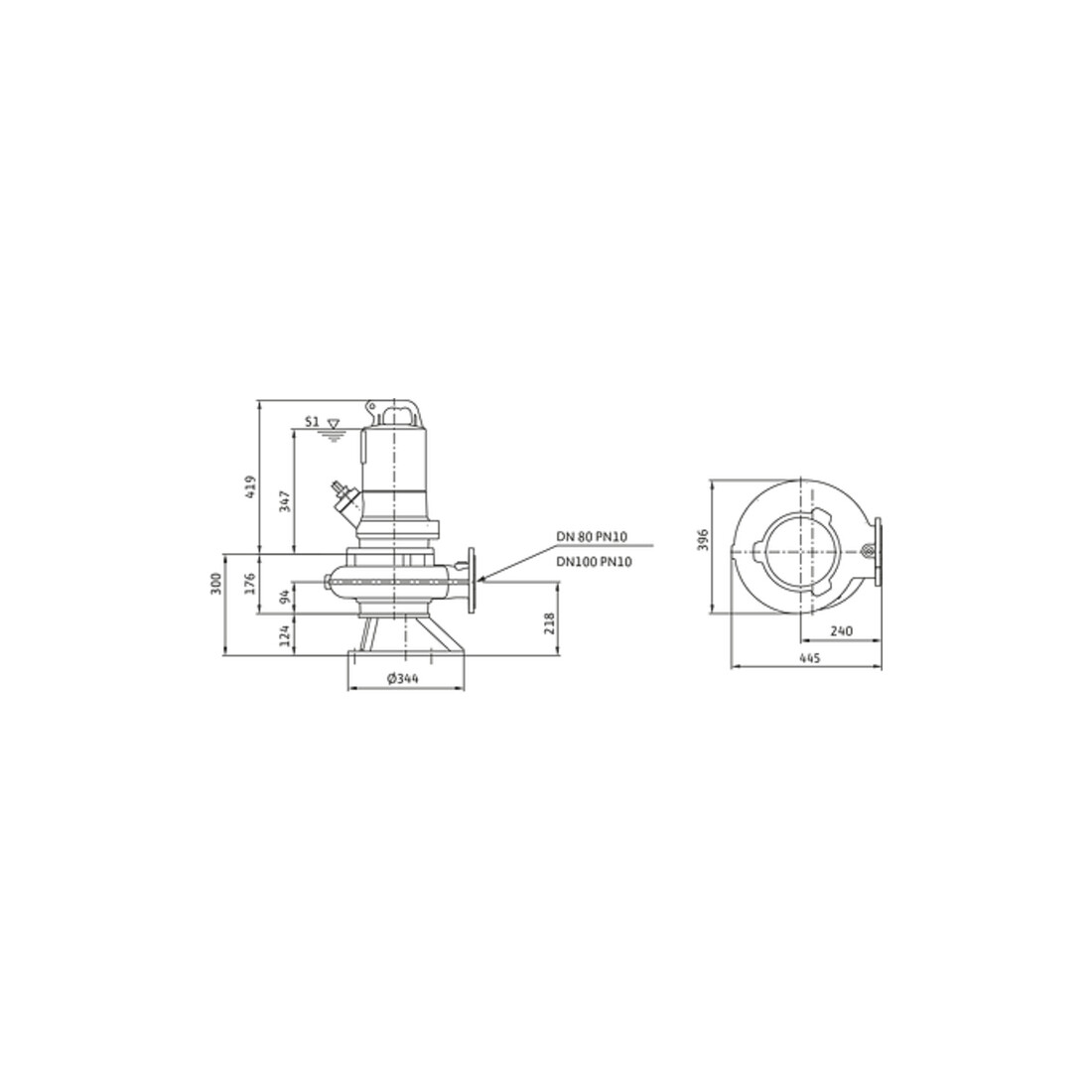 Wilo Abwassertauchmotorpumpe Rexa PRO-C08- 537A/40T045X540/O, DN80/100, 4,5 kW