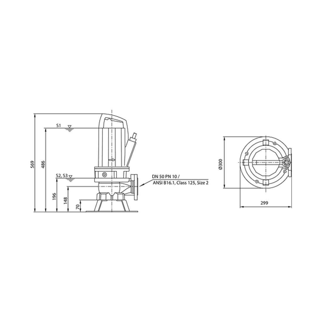 Wilo Abwassertauchmotorpumpe Rexa PRO-V05- 122A/21M011X523/O, 1,1 kW, 230 V, DN50