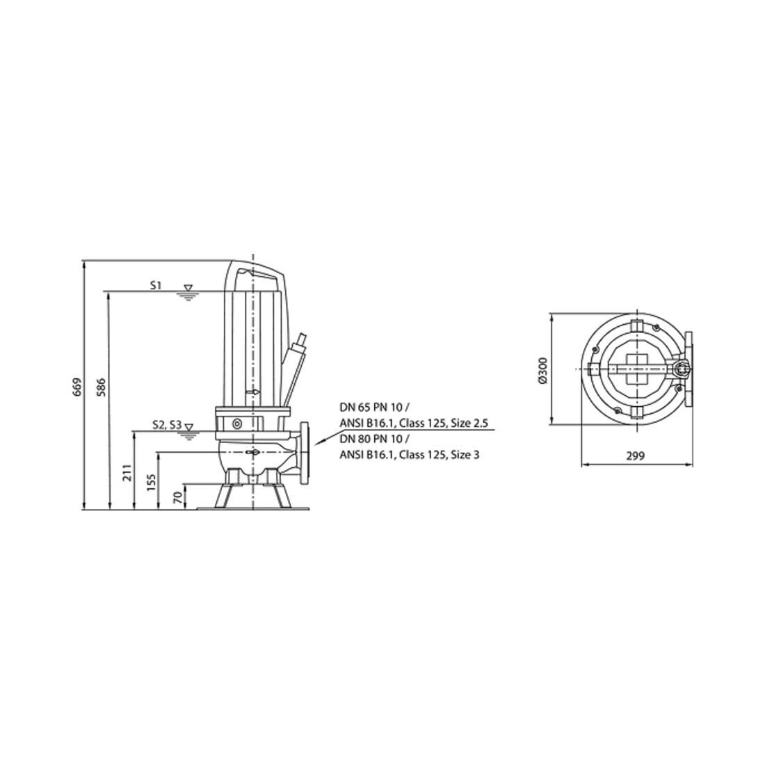 Wilo Abwassertauchmotorpumpe Rexa PRO-V06- 222A/21T039X540/O, 3,9 kW, 400V, DN65/80