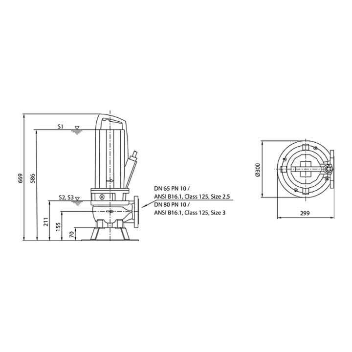 Wilo Abwassertauchmotorpumpe Rexa PRO-V06- 224A/21T039X540/O, 3,9 kW, 400V, DN65/80