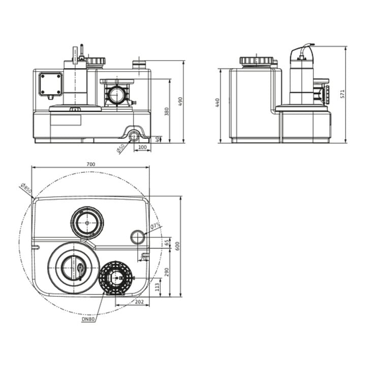 Wilo Hebeanlage DrainLift SANI -M. 16/M523/1-EF, S3 - 10 %, 230 V, 50 Hz