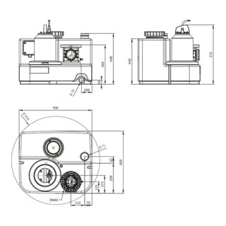 Wilo Hebeanlage DrainLift SANI -M. 16/M523/4C-EF, S1, 230 V, 50 Hz