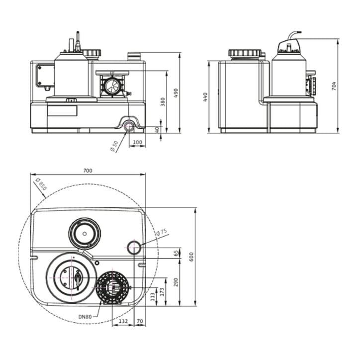 Wilo Hebeanlage DrainLift SANI -M. 19/T540/4-CEE, S1, 400 V, 50 Hz