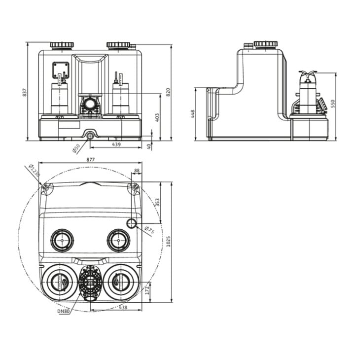 Wilo Hebeanlage DrainLift SANI-XL12/T540/1-CEE, S3 - 10 %, 400 V