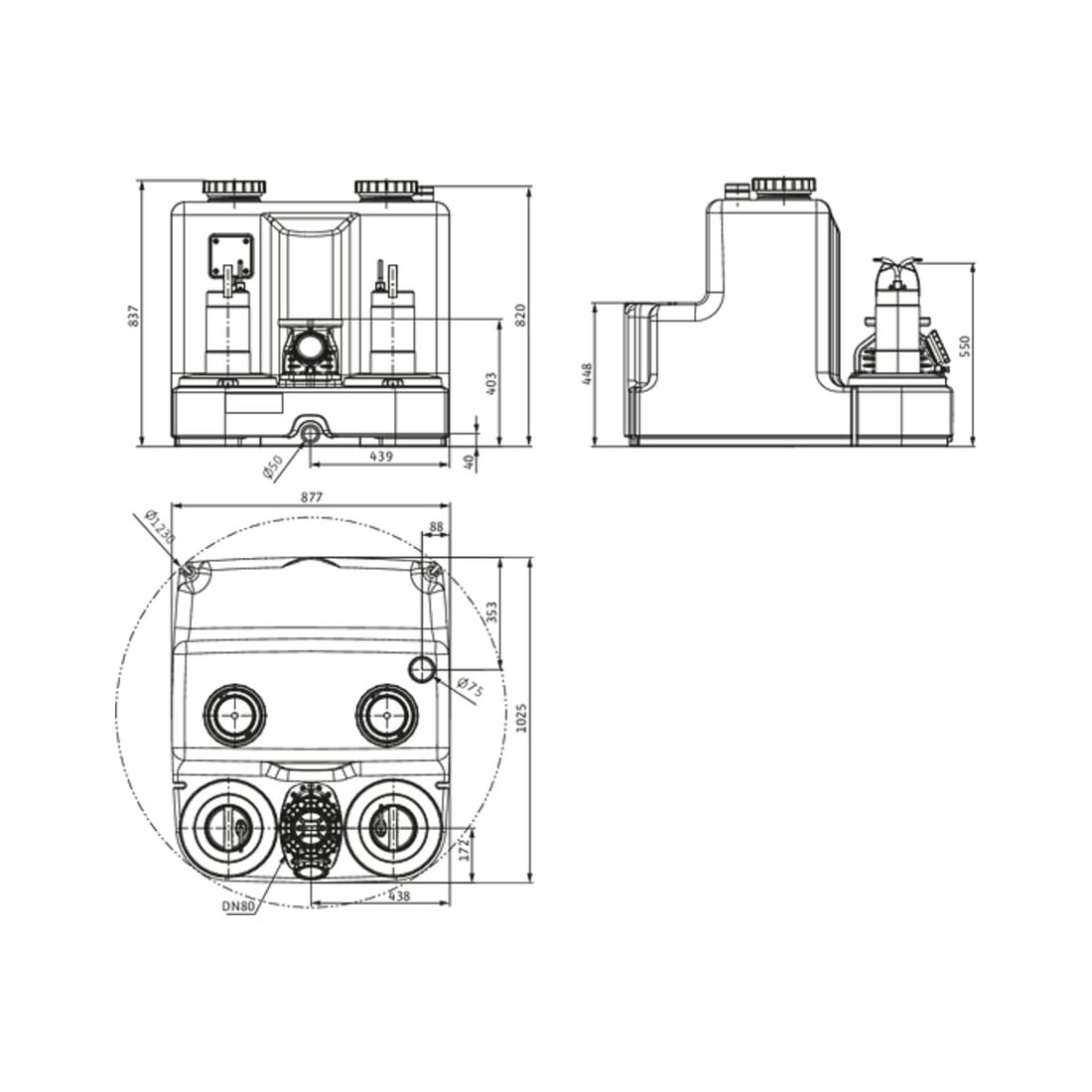 Wilo Hebeanlage DrainLift SANI-XL12/T540/1-CEE, S3 - 10 %, 400 V