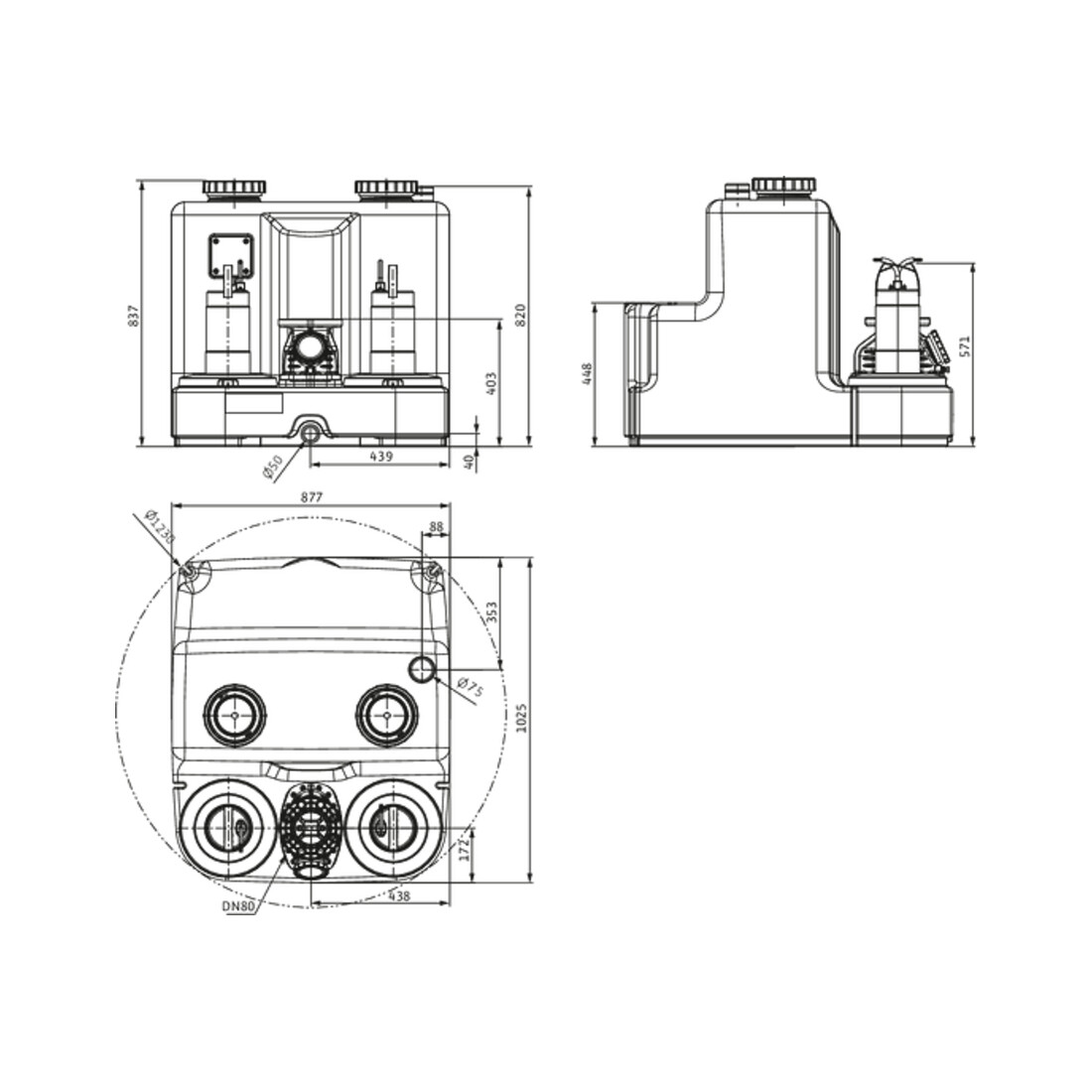 Wilo Hebeanlage DrainLift SANI-XL21/T540/1-CEE, S3 - 10 %, 400 V
