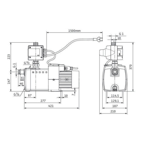 Wilo Hochdruck-Kreiselpumpe HiMulti 3 C selbstansaugend 230 V Typ 1-25 P 0,5 kW