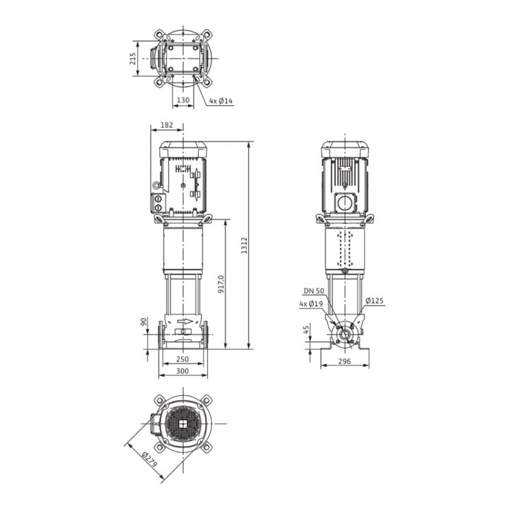 Wilo Hochdruckpumpe Helix V 2207 9kW PN16 DN50 Kart.-dichtg.
