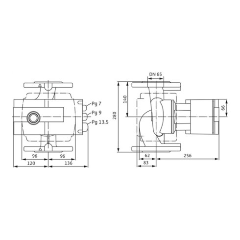 Wilo Hocheffizienzpumpe Stratos mit Flanschanschluss Typ 65/1-6, DN 65, 280 mm, PN 6/10