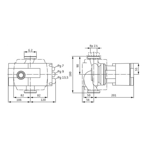 Wilo Hocheffizienzpumpe Stratos mit Verschraubungsanschluss Typ 30/1-12, Rp 1 1/4", 180 mm