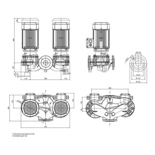 Wilo Pompe double standard à sec VeroTwin-DPL50/115-4/2, DN50, 4 kW