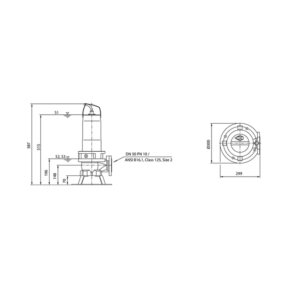 Wilo Pompe immergée eaux usées Rexa FIT-V05-122A/21T011-540/O, 1,1 kW, 400 V, DN50