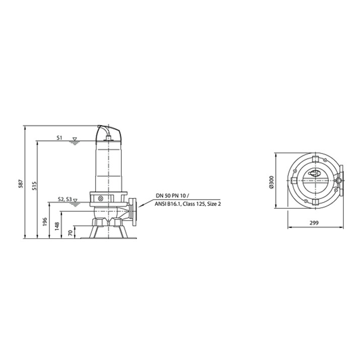 Wilo Pompe submersible eaux usées Rexa FIT-V05-122A/21T011-540/A, 1,1 kW, 400 V, DN50